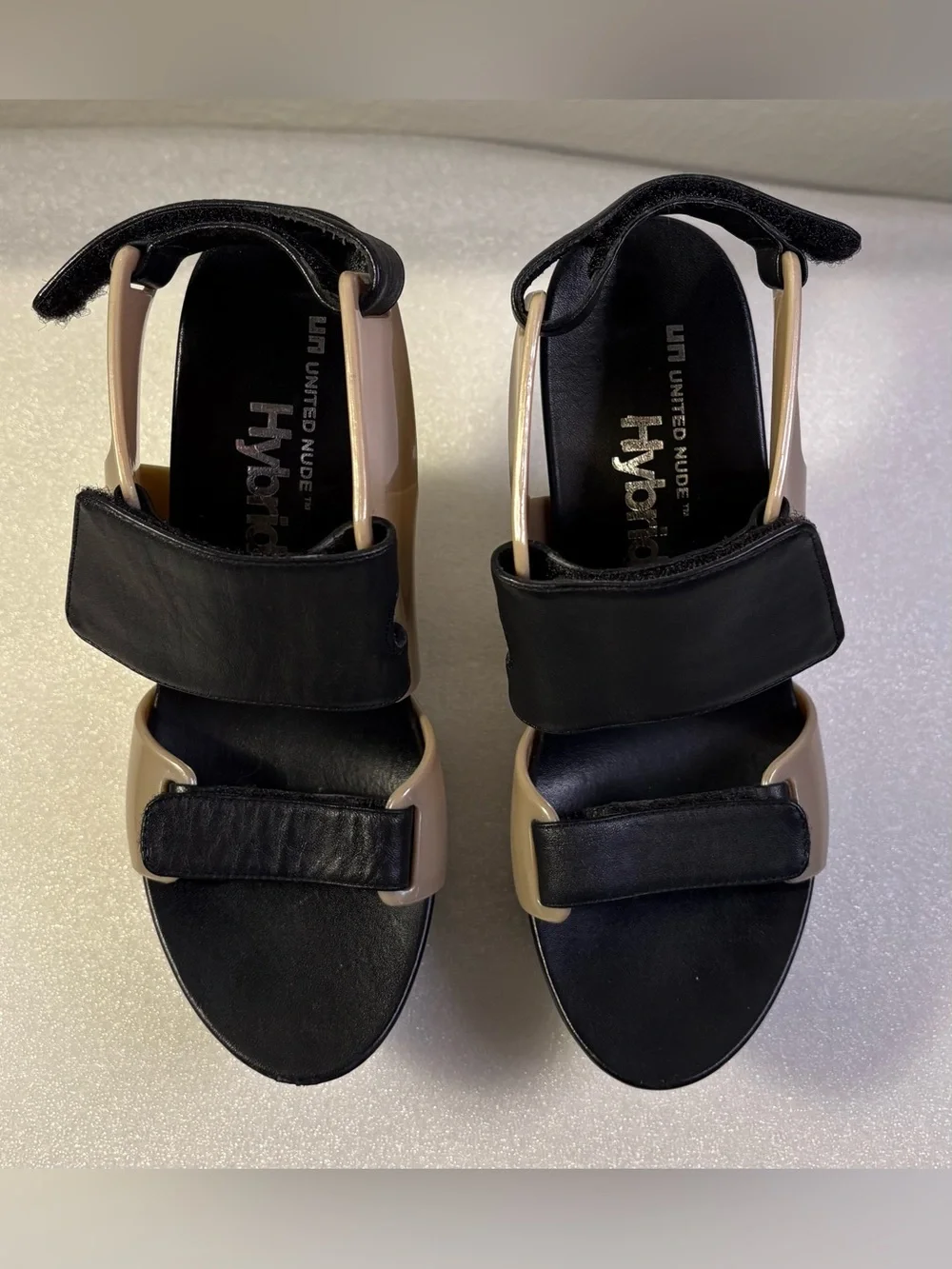 United Nude Hybrid Architectural Platform Wedge Sandals Black Nude Size 37